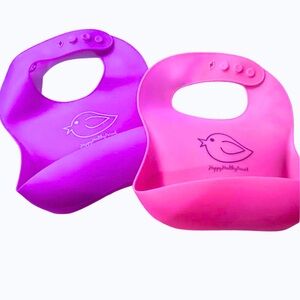 Healthy Happy Parent Purple and Pink Silicone Bibs